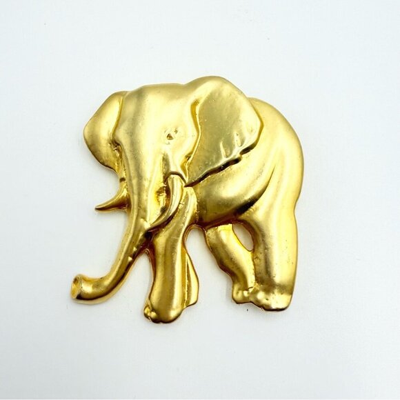 Gold Tone Elephant Large Brooch Pin - Picture 4 of 7